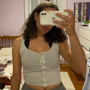 Divided front button tang top!